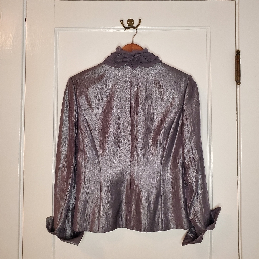 Victor Costa Ruffle Blazer – Size 6 – Silver - Picture 5 of 6